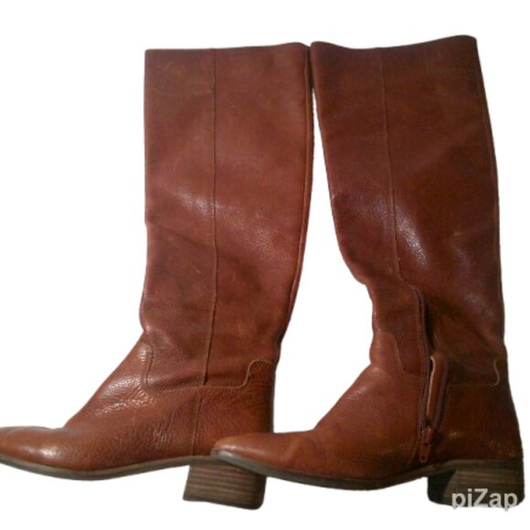 Leather Boots Tall Leather Boots w/ Wood Sole, Size 8/ 38-1/2 Brown Lucky Brand - Picture 3 of 11